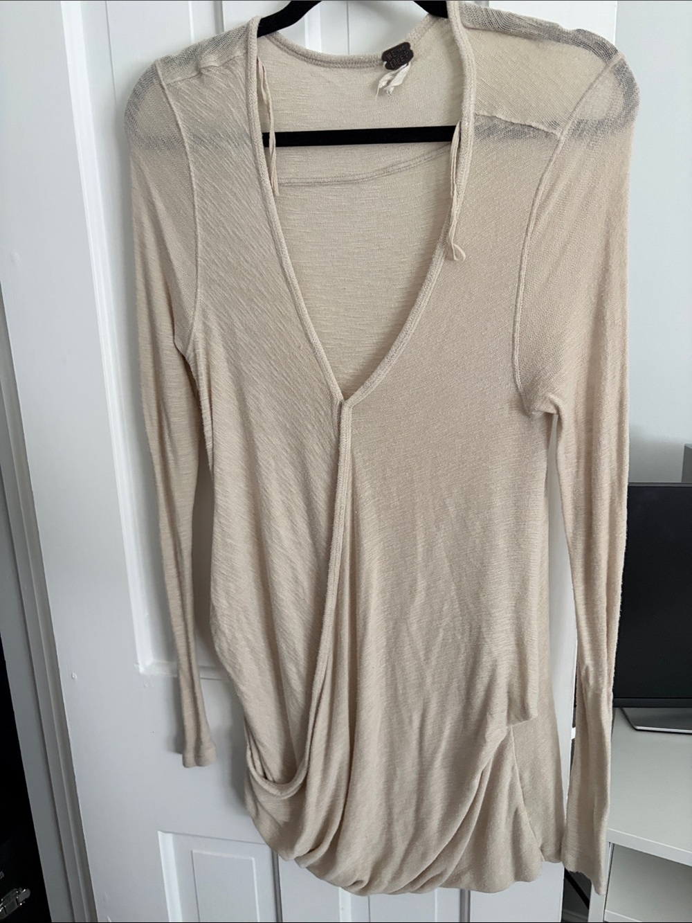 We The Free White Cross-Front long sleeve shear Shirt